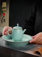 「素影汝壶 · Mistshade」 — High-End Ru Ware Xishi Teapot (Crackled Glaze · Large Capacity · Minimalist RU-Porcelain Gongfu Teapot for Household Use) - Image 2