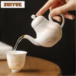 125ml Hand-painted Wisteria Flower White Porcelain Teapot Ancient Tea Infuser Pot Tea Maker Kettle With Ball Hole Tea Ceremony - Image 2