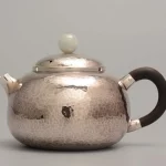 「文旦壶 · Pomelo Form」 — 160ml Handmade 999 Sterling Silver Teapot (Pomelo-Inspired Shape · Gongfu Brewing · Small Household Silver Pot)