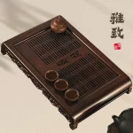 Factory supply ebony tea tray traditional kongfu tea board black tan mu tea table for home and office use - Image 3