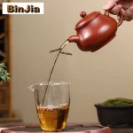 「大红袍壶 · Emberpan」 — 250ml Handmade Yixing Purple Clay Teapot (Raw Ore Dahongpao Mud · Pan Form · Inner Ball Filter) - Image 2