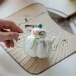 「锦瓷南瓜壶 · Blooming Harvest」 — 280ml Hand-Painted Pumpkin-Shaped Ceramic Teapot (China Porcelain · Deep Infuser · Floral Motif · Multi-Occasion Gift Teaware) - Image 3