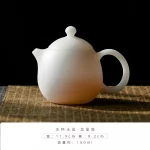 Mutton Fat Jade Covered Bowl Dehua White Porcelain Teapot Household Pottery Kungfu Tea Set Unglazed Ice Dragon Egg Pot Teaware - Image 6