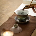 Anti-scald Large Ceramic Retro Tea Cover Bowl with Lid Sancai Gaiwan Single Tea Bowl Hand Painted Shining Crane Cover Bowl - Image 4