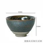 Luxury Large Jian Zhan Tea Cup Set - Elegant Ceramic Tea Utensils with Ink Feather Floral Design - Perfect Single Master Cup - Image 6