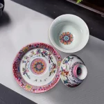 Pastel Heavy Industry Gaiwan Jingdezhen Jiutao Cover Teacup Large Ceramic Snuff Bottles with Pictures inside Tea Brewing Bowl - Image 3
