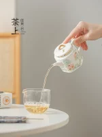 「绣花瓷壶 · Blossom Pearl」 — 200ml White Porcelain Teapot (Colorful Floral Motif · Embroidered Ball-Inspired Form · Anti-Scald Handle · Gongfu Brewing Vessel) - Image 3