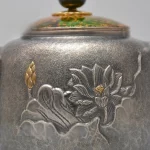 「翠莲壶 · Verdant Bloom」 — 200ml Handmade 999 Sterling Silver Teapot (Lotus Motif · Enamel Lid · Gilded Accents · High-End Small Gongfu Teapot) - Image 3