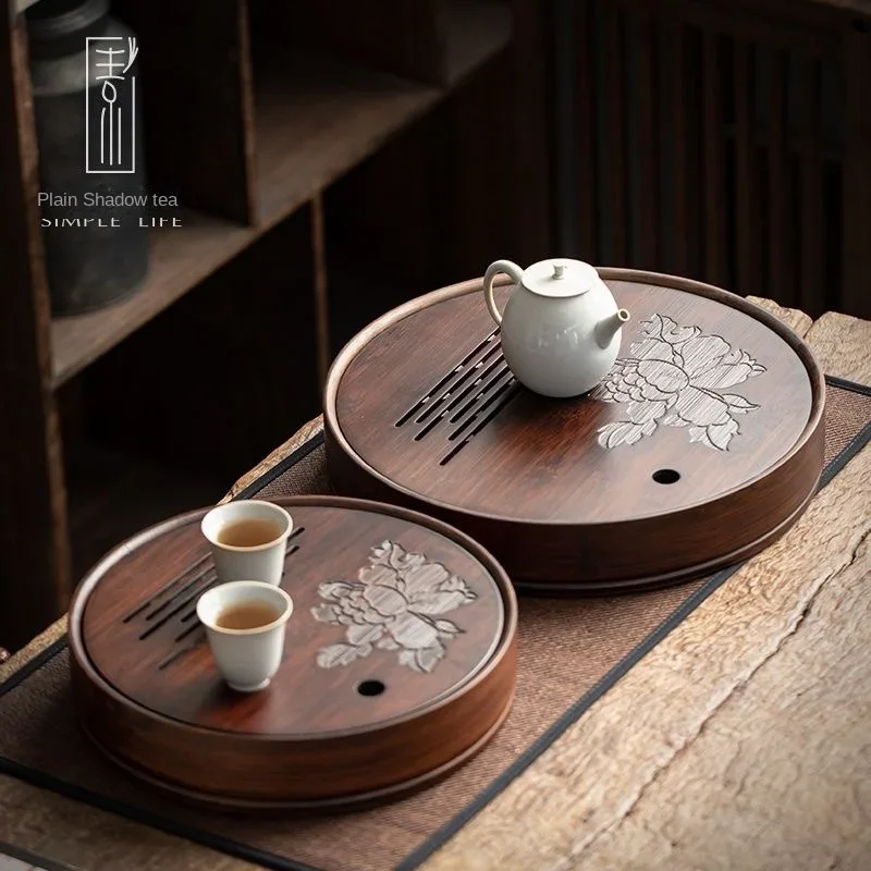 kf-S884a41fd058a4f1db3408f0ef4c9ce7eT Solid Wood Tea Tray Drainage Water Storage Kung Fu Set Drawer Tea Board Table Chinese Tea Ceremony Tools - Image 1