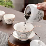 Jingdezhen Ceramic Gaiwan Teacup handmade Tea Tureen Boutique tea bowl Chinese Porcelain Teaware Accessories Drinkware - Image 4