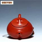 「朱泥石瓢 · Vermilion Scoop」 — 220ml Handmade Yixing Purple Clay Teapot | Stone Scoop Form with Raw Ore Zhu Mud · Elegant Gongfu Teaware Collection - Image 4