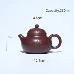 「梅影壶 · Plumtrace」 — 230ml Handmade Yixing Purple Clay Teapot (Raw Ore Zisha · Floral Engraving · Beauty Form) - Image 6