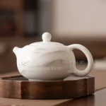 Dehua sheep fat jade white porcelain single person teapot household ceramic ball hole filter tea making Xishi teapot - Image 2