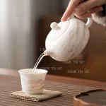 Dehua sheep fat jade white porcelain single person teapot household ceramic ball hole filter tea making Xishi teapot - Image 3