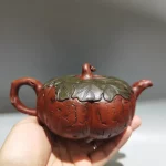 7"Chinese Yixing Purple Clay Teapot Pumpkin Pot Melon vine pattern kettle Teapot Gather fortune Office Ornaments - Image 4