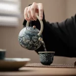 220ML Antique Ru Kiln Flowering Spring Pot Lifting Beam Pot Retro Home Brewing Teapot Tea Maker Jianshui KungFu TeaSet Gift Box - Image 3