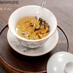 Jingdezhen Ceramic Gaiwan Teacup handmade Tea Tureen Boutique tea bowl Chinese Porcelain Teaware Accessories Drinkware - Image 2