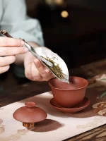 Zisha Sancai Lidded Bowl, Single Tea Bowl With Lid. Cup Not Too Hot To Touch. Respectful And Set. Three Bubble - Image 2