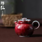 ★Jingdezhen Ceramic Teapot Handmade Lang Kiln Red Kiln Changing Ball Hole Pot Creative Single Teapot Ball Hole Kung Fu Tea Set