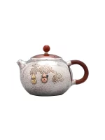 「葫芦喜壶 · Gourd Harmony」 — 280ml Handmade 999 Sterling Silver Teapot (Xishi Copper Core · Silver-Wrapped Body · Gourd Motif · Anti-Scalding Design) - Image 6