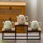 「绘影龙角壶 · Prism Bloom」 — 200ml Hand-Drawn Ceramic Teapot (Multi-Faceted Dragon Egg Form · White Porcelain Base · Built-in Filter · Chinese Style Motif) - Image 2