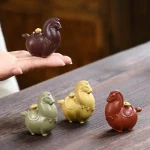 Purple Clay Fortunate Horse Tea Pet Antique Exquisite Miniatures Tea Figurine Play Toys Tea Statue Ornaments Collection