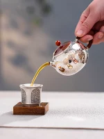 「葫芦喜壶 · Gourd Harmony」 — 280ml Handmade 999 Sterling Silver Teapot (Xishi Copper Core · Silver-Wrapped Body · Gourd Motif · Anti-Scalding Design) - Image 4