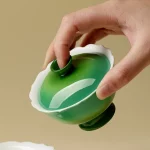Xingchun Set Emerald Green Gradient Tureen Household Anti-Scald High-End Tea Brewing Bowl Women's Exquisite Ceremony