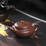 Yixing handmade purple clay teapot, original ore, peach blossom mud, flat belly, Kung Fu tea set, Chinese teapot - Image 4