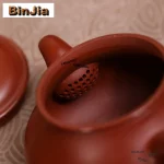 「大红袍壶 · Emberpan」 — 250ml Handmade Yixing Purple Clay Teapot (Raw Ore Dahongpao Mud · Pan Form · Inner Ball Filter) - Image 3