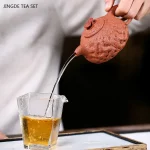 「赤岩壶 · Crimson Terrain」 — 200ml Handmade Yixing Red Clay Teapot (Raw Ore Zisha · Irregular Sculpted Form · Modern Organic Aesthetic) - Image 5