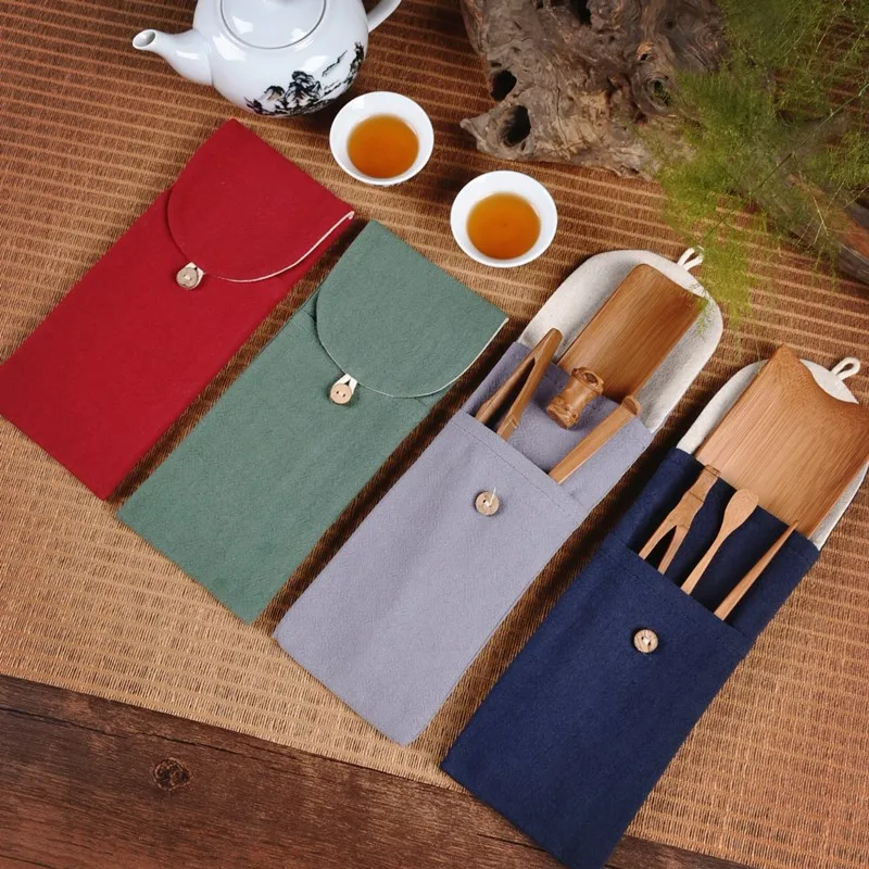 kf-Sb78636dac8e84037bc0cbe2c576af51dO Needle Tea Clip Tea Ceremony 3 Piece Set with Cloth Bag Traditional Bamboo Teaware Accessories Vintage Tea Ceremony Tools - Image 1