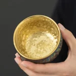 Modern colorful kiln special-shaped exhibition gold-plated PC kung fu teacup set Tianmo ancient single master tasting tea bowl - Image 4