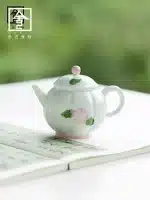 White Porcelain Jade Clay Hand-Painted Pink Stamen Pumpkin Teapot Ceramic Set High-End Mini Tea Brewing Pot With Filter