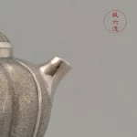 「南瓜壶 · Gourd Flame」 — 220ml Handmade 999 Sterling Silver Teapot (Lacquered Pumpkin Form · Ribbed Body · Gongfu Brewing Vessel) - Image 5