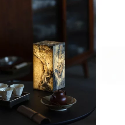 stone lamp luxury stone tea tray atmosphere table lamp luminous pot bearing natural rock ornament zen tea room wabi sandy wind