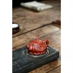 「红韵壶 · Crimson Echo」 — 180ml Handmade Yixing Purple Clay Teapot (Creative Form · Mesh Filter · Ideal for Dahongpao & Gongfu Brewing) - Image 3