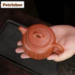 「井栏龙韵 · Well Fence Harmony」 — 240ml Handmade Yixing Purple Clay Teapot | Well Fence Form · Raw Ore Red Leather Dragon Mud · Zisha Gongfu Tea Set - Image 3