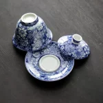 Blue and White Color Dragon Flower Pattern Sancai Gaiwan Tea Tureen Infuser Kitchen Teaware Drinking Accessories - Image 6