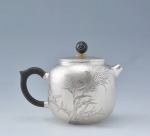 「竹影壶 · Bamboo Whisper」 — 220ml Handmade 999 Sterling Silver Teapot (Engraved Bamboo Motif · Textured Body · Black Handle & Swirl Lid)