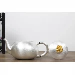 「西施壶 · Shimmer Grace」 — 250ml Handmade 999 Sterling Silver Teapot Set (Xishi Form · Japanese Retro Style · Gongfu Tea Ceremony) - Image 4