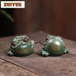 Yixing Purple Clay Toad Tea Pet Ancient Lucky Model Tea Figurine Play Toys Tea Statue Ornaments Supplies Workmanship Collection