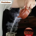「井栏龙韵 · Well Fence Harmony」 — 240ml Handmade Yixing Purple Clay Teapot | Well Fence Form · Raw Ore Red Leather Dragon Mud · Zisha Gongfu Tea Set - Image 5
