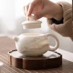 Dehua sheep fat jade white porcelain single person teapot household ceramic ball hole filter tea making Xishi teapot - Image 5
