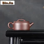 「止水壶 · Heartstill」 — 190ml Handmade Yixing Purple Clay Teapot (Raw Ore Purple Mud · Large-Caliber Form · Inscribed Panel) - Image 3