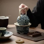 220ML Antique Ru Kiln Flowering Spring Pot Lifting Beam Pot Retro Home Brewing Teapot Tea Maker Jianshui KungFu TeaSet Gift Box - Image 2