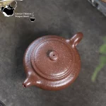 Yixing handmade purple clay teapot, original ore, peach blossom mud, flat belly, Kung Fu tea set, Chinese teapot - Image 3