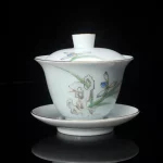 Chinese Style White Porcelain Sancai Gaiwan Elegant Flower Pattern Kungfu Tea Tureen Infuser Kitchen Teaware 165ml - Image 6