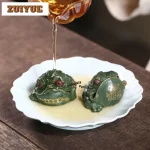 Yixing Purple Clay Toad Tea Pet Ancient Lucky Model Tea Figurine Play Toys Tea Statue Ornaments Supplies Workmanship Collection - Image 2