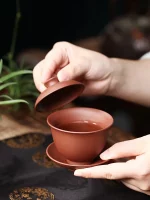 Zisha Sancai Lidded Bowl, Single Tea Bowl With Lid. Cup Not Too Hot To Touch. Respectful And Set. Three Bubble - Image 5